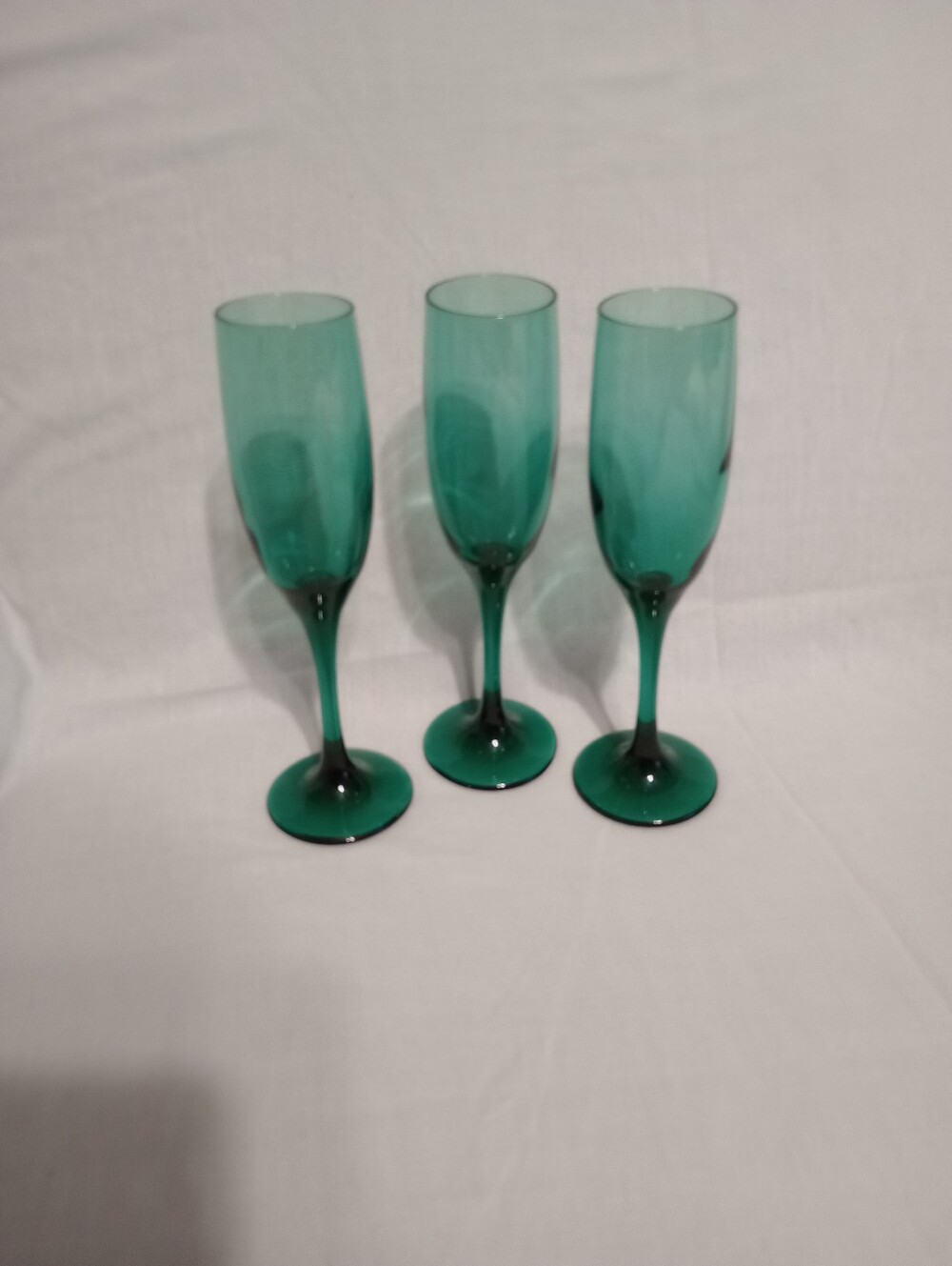 Vintage Libbey Juniper Green Teardrop 6 Ounce Champagne Flute - Set of 3